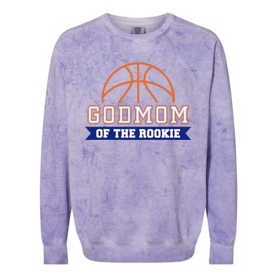 Godmom Of Rookie 1st Birthday Basketball Theme Matching Colorblast Crewneck Sweatshirt