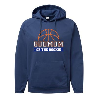 Godmom Of Rookie 1st Birthday Basketball Theme Matching Performance Fleece Hoodie