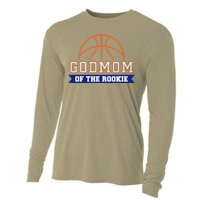 Godmom Of Rookie 1st Birthday Basketball Theme Matching Cooling Performance Long Sleeve Crew