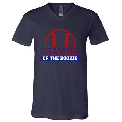 Gramma Of Rookie 1st Birthday Baseball Theme Matching Party V-Neck T-Shirt