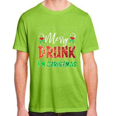 Glass Of Red Wine Merry Drunk I'm Christmas Funny Xmas Gift Adult ChromaSoft Performance T-Shirt