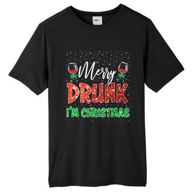 Glass Of Red Wine Merry Drunk I'm Christmas Funny Xmas Gift Tall Fusion ChromaSoft Performance T-Shirt