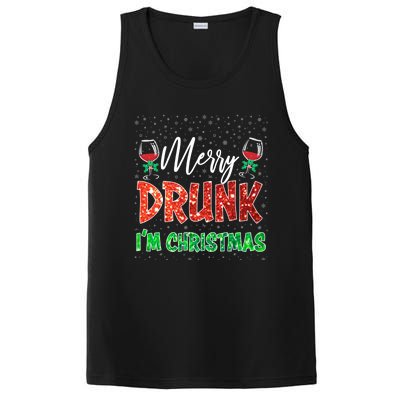 Glass Of Red Wine Merry Drunk I'm Christmas Funny Xmas Gift PosiCharge Competitor Tank