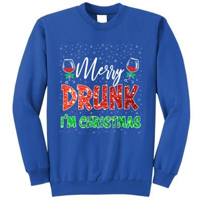 Glass Of Red Wine Merry Drunk I'm Christmas Funny Xmas Gift Sweatshirt