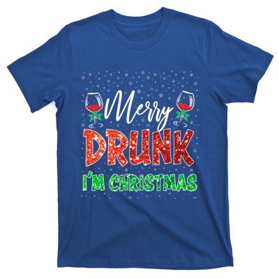 Glass Of Red Wine Merry Drunk I'm Christmas Funny Xmas Gift T-Shirt