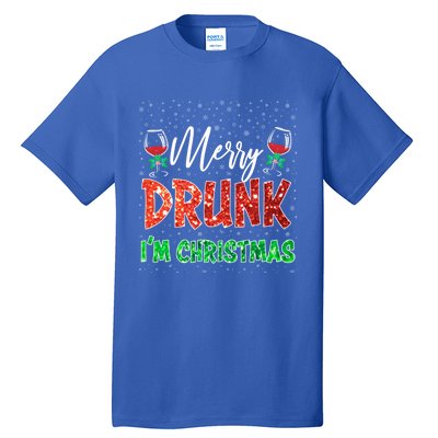 Glass Of Red Wine Merry Drunk I'm Christmas Funny Xmas Gift Tall T-Shirt