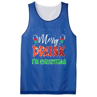 Glass Of Red Wine Merry Drunk I'm Christmas Funny Xmas Gift Mesh Reversible Basketball Jersey Tank