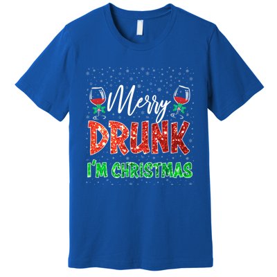 Glass Of Red Wine Merry Drunk I'm Christmas Funny Xmas Gift Premium T-Shirt