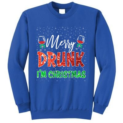 Glass Of Red Wine Merry Drunk I'm Christmas Funny Xmas Gift Tall Sweatshirt