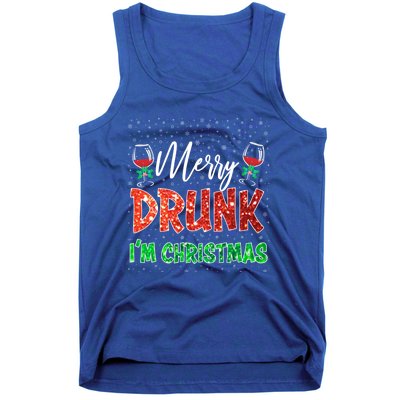 Glass Of Red Wine Merry Drunk I'm Christmas Funny Xmas Gift Tank Top