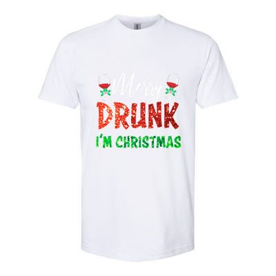 Glass Of Red Wine Merry Drunk I'm Christmas Funny Xmas Gift Softstyle CVC T-Shirt