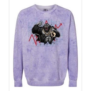 Gorilla Crashing Stock Market Colorblast Crewneck Sweatshirt