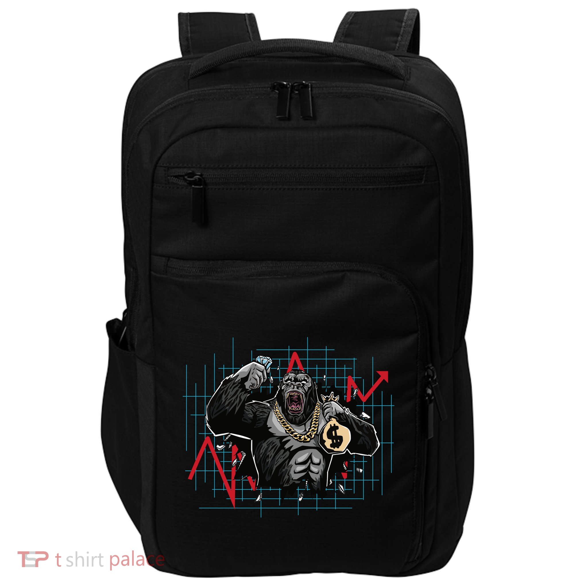 Gorilla Crashing Stock Market Impact Tech Backpack