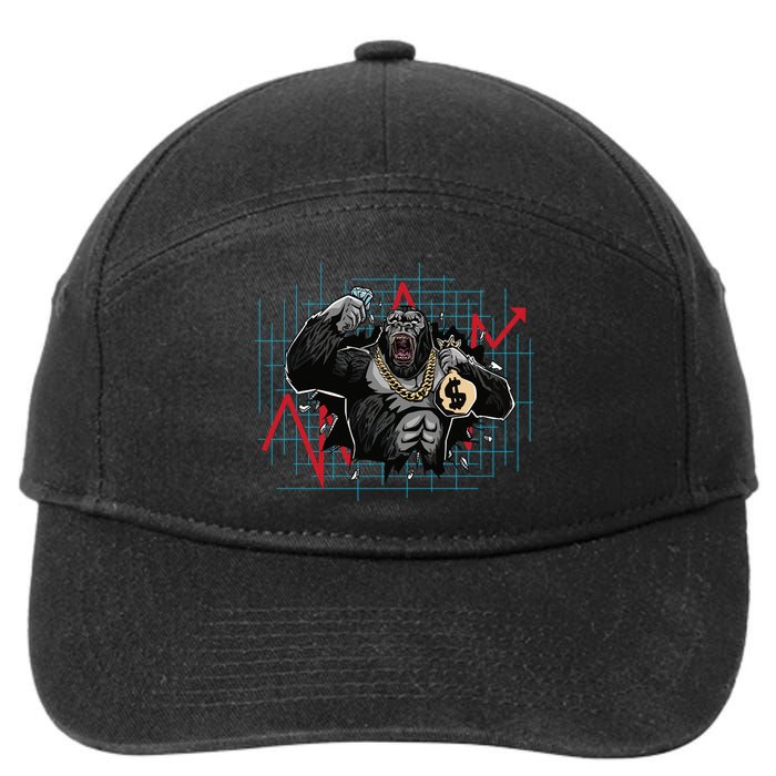 Gorilla Crashing Stock Market 7-Panel Snapback Hat