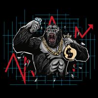 Gorilla Crashing Stock Market 7-Panel Snapback Hat