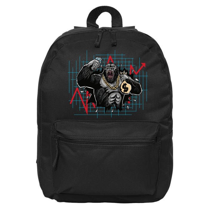 Gorilla Crashing Stock Market 16 in Basic Backpack