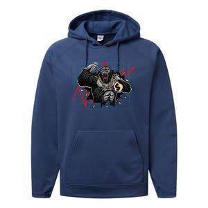 Gorilla Crashing Stock Market Performance Fleece Hoodie