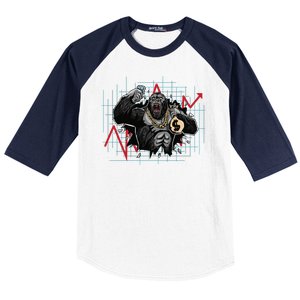 Gorilla Crashing Stock Market Baseball Sleeve Shirt