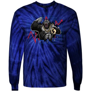 Gorilla Crashing Stock Market Tie-Dye Long Sleeve Shirt