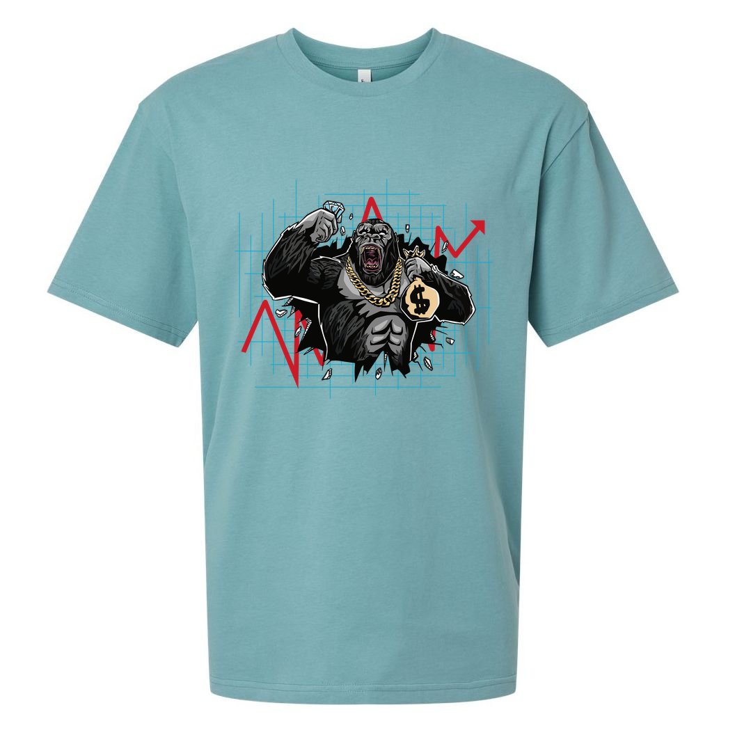 Gorilla Crashing Stock Market Sueded Cloud Jersey T-Shirt