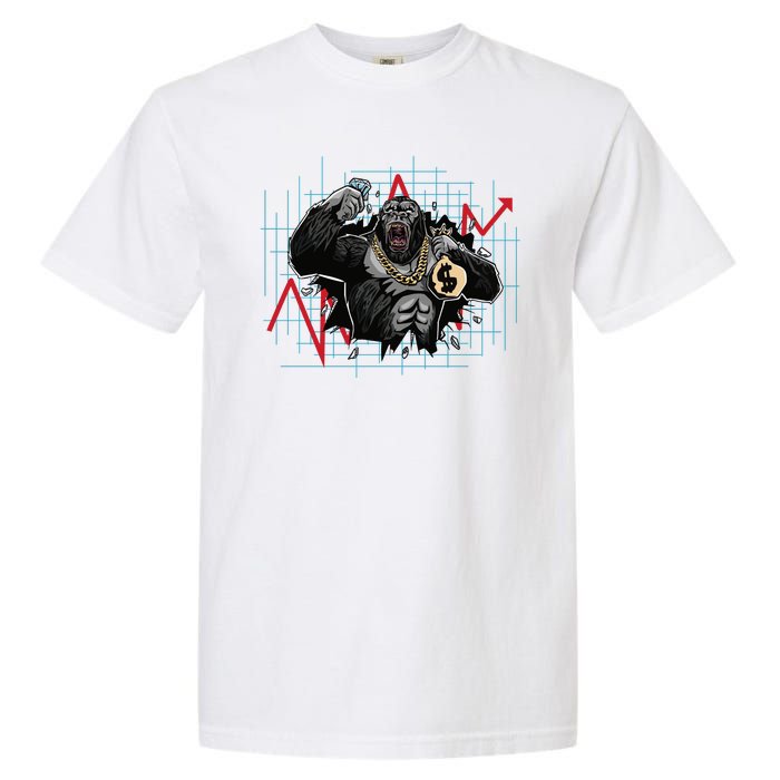 Gorilla Crashing Stock Market Garment-Dyed Heavyweight T-Shirt