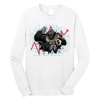 Gorilla Crashing Stock Market Long Sleeve Shirt
