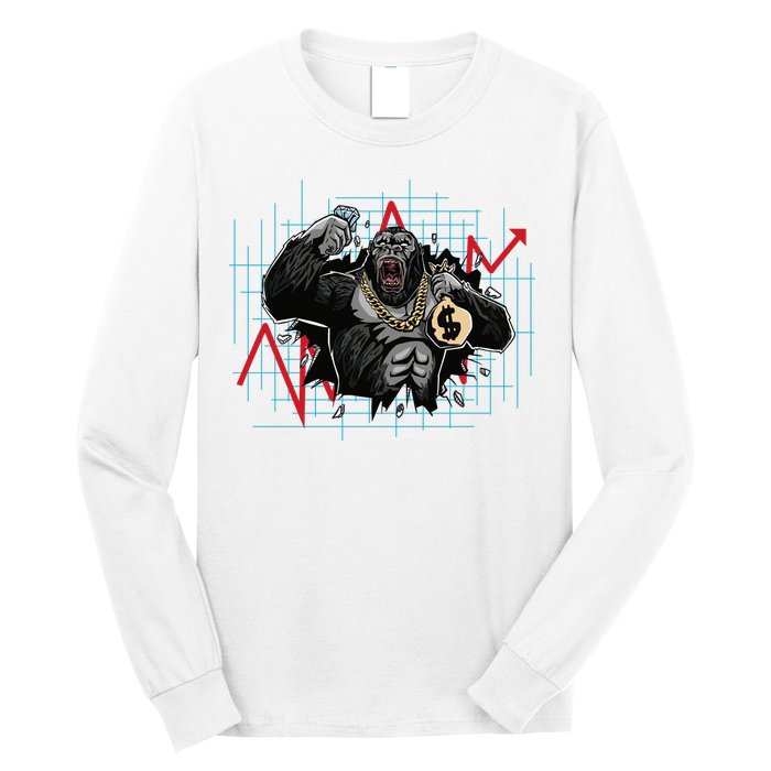 Gorilla Crashing Stock Market Long Sleeve Shirt