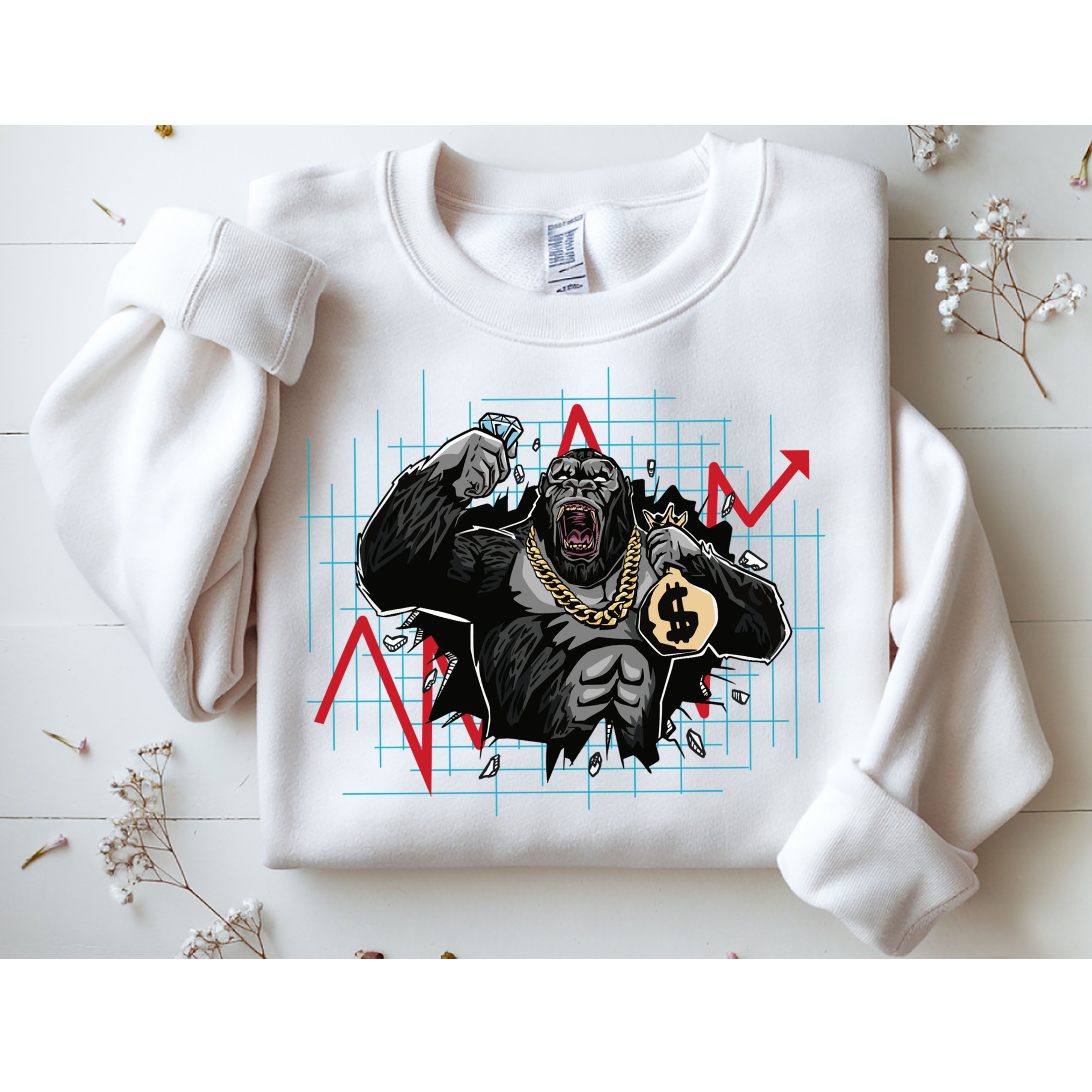Gorilla Crashing Stock Market Sweatshirt
