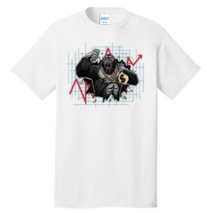 Gorilla Crashing Stock Market Tall T-Shirt