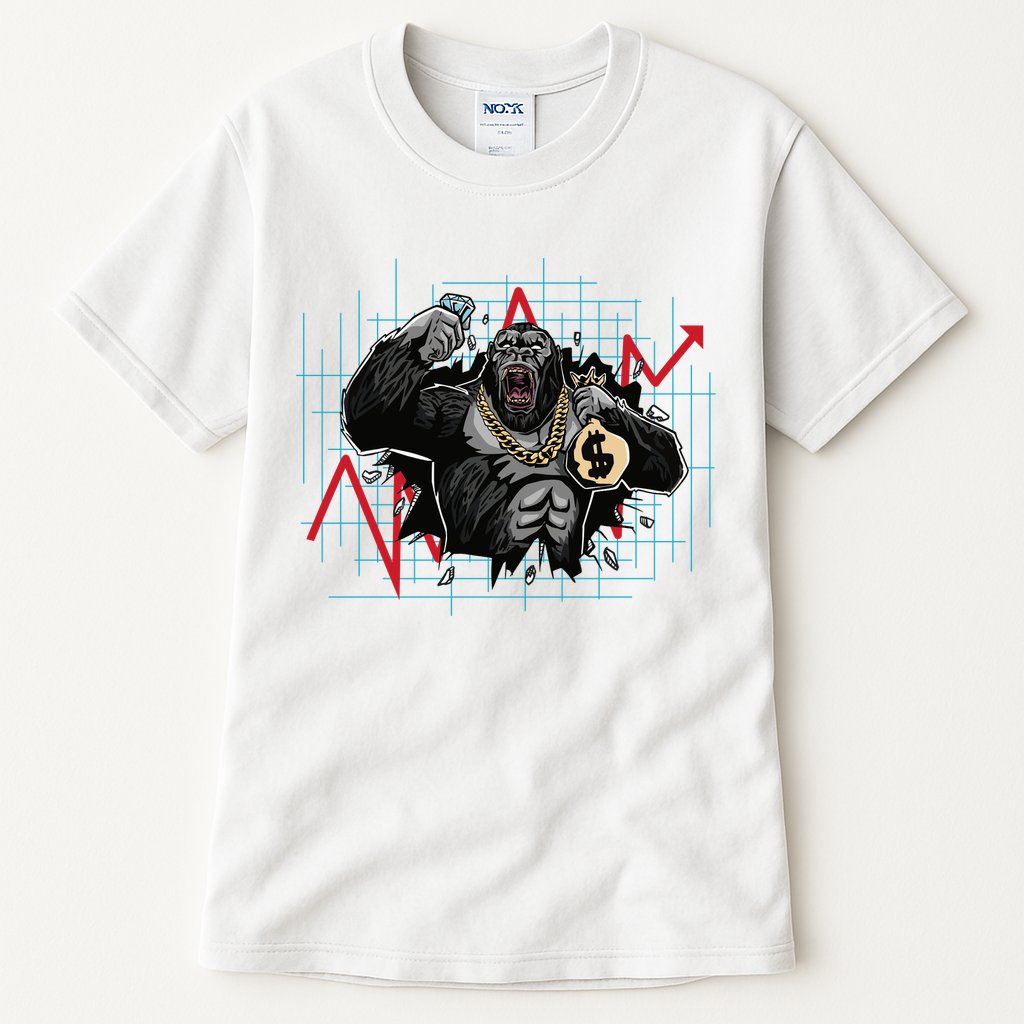 Gorilla Crashing Stock Market Tall T-Shirt