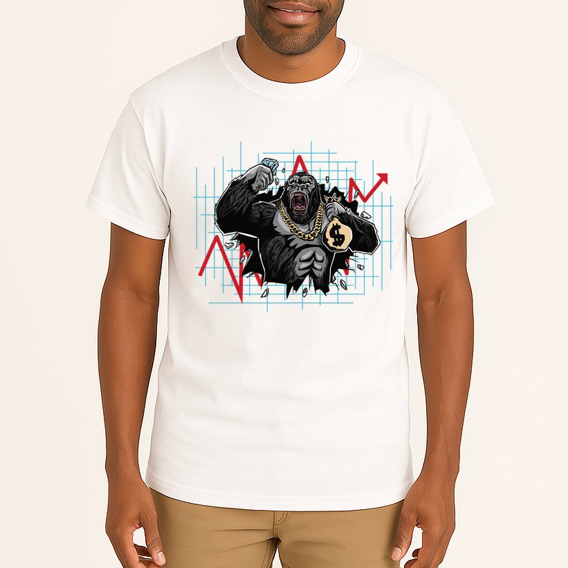 Gorilla Crashing Stock Market Tall T-Shirt