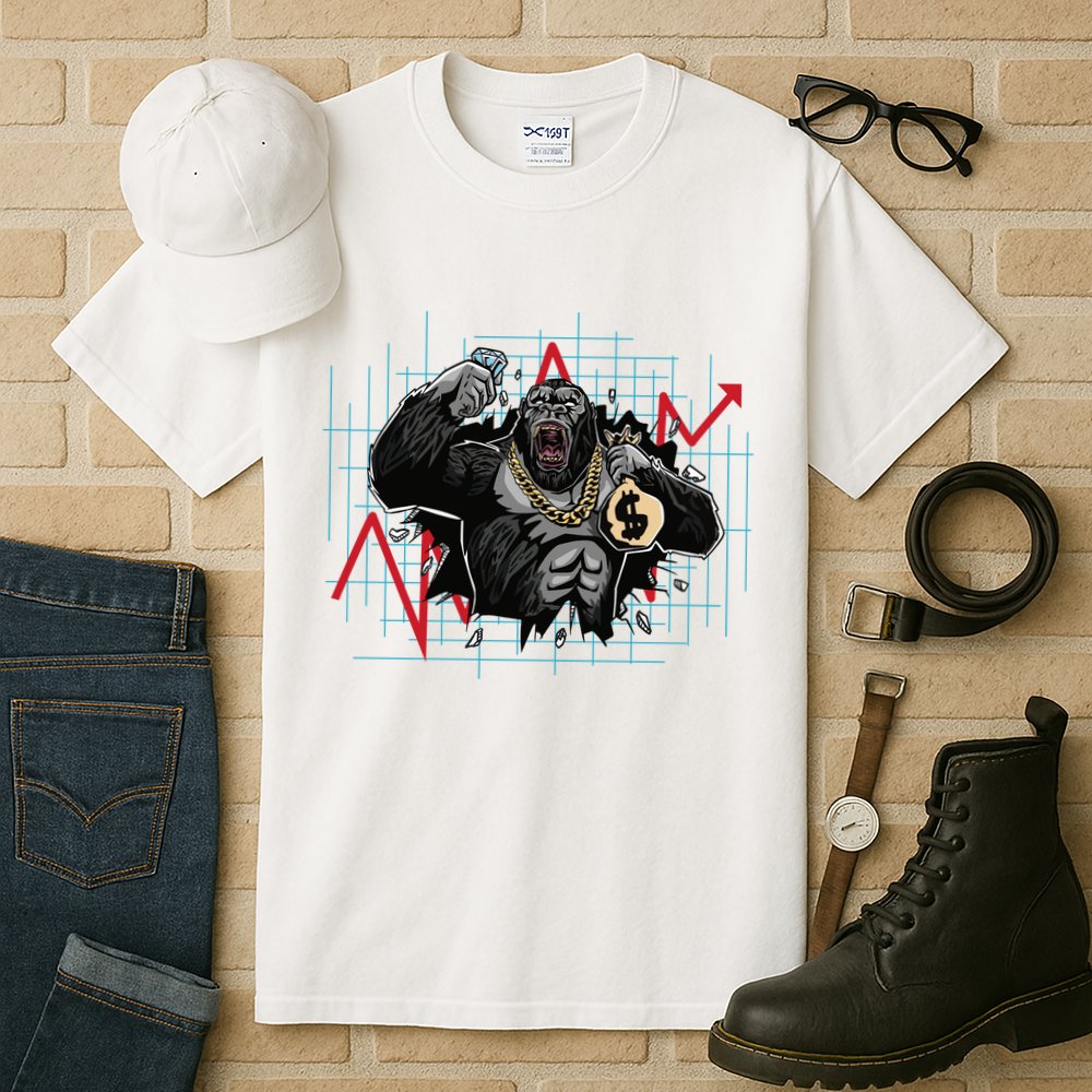 Gorilla Crashing Stock Market Tall T-Shirt