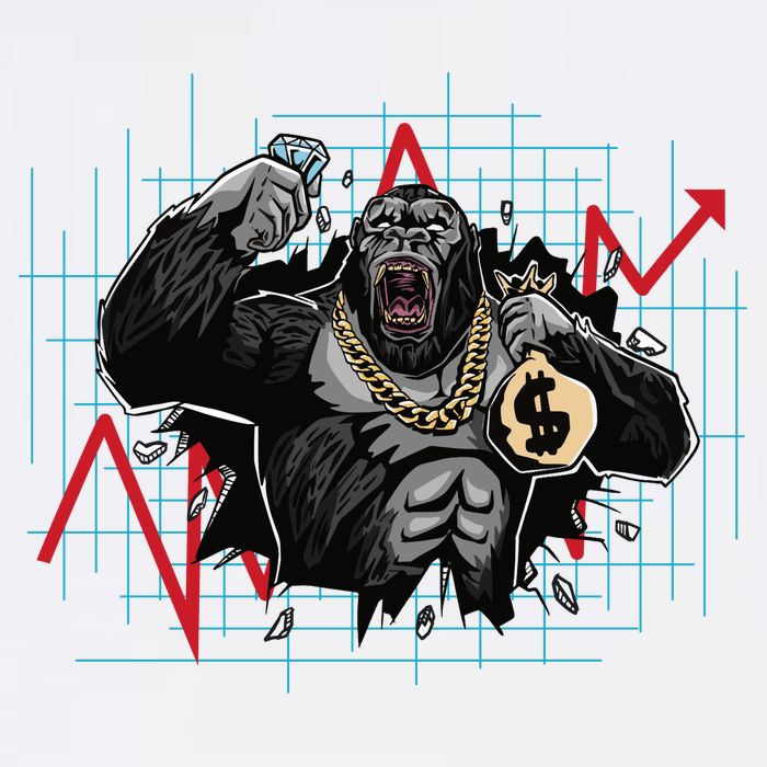 Gorilla Crashing Stock Market Button