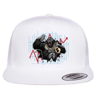 Gorilla Crashing Stock Market Flatbill Hat