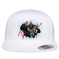 Gorilla Crashing Stock Market Flat Bill Trucker Hat