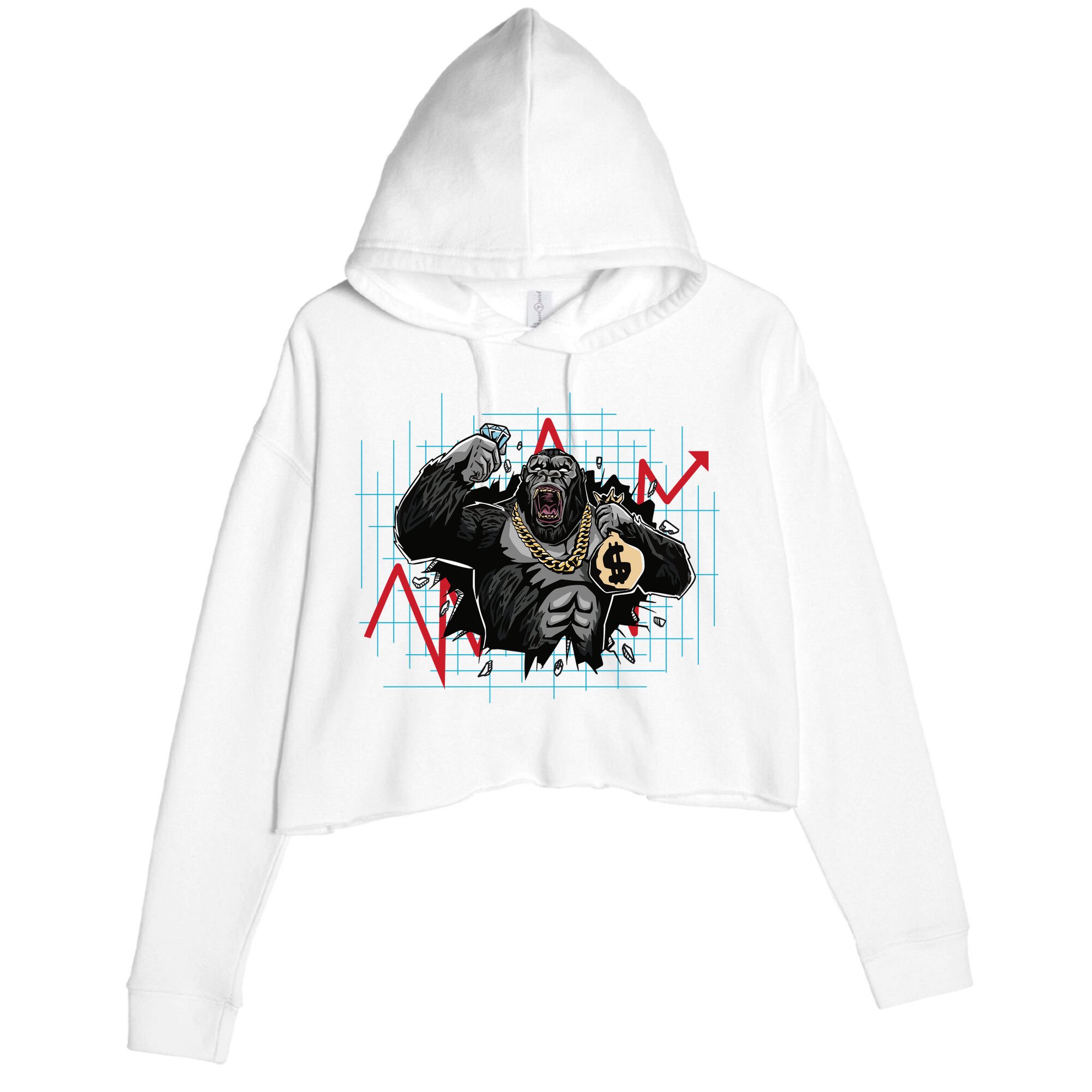 Gorilla Crashing Stock Market Crop Fleece Hoodie