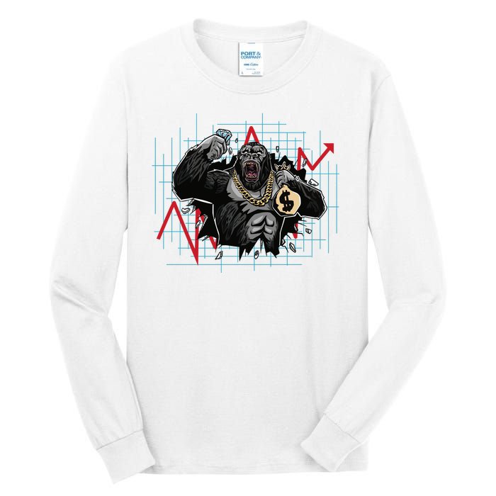 Gorilla Crashing Stock Market Tall Long Sleeve T-Shirt