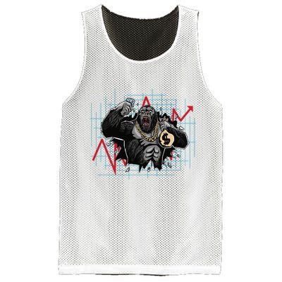 Gorilla Crashing Stock Market Mesh Reversible Basketball Jersey Tank