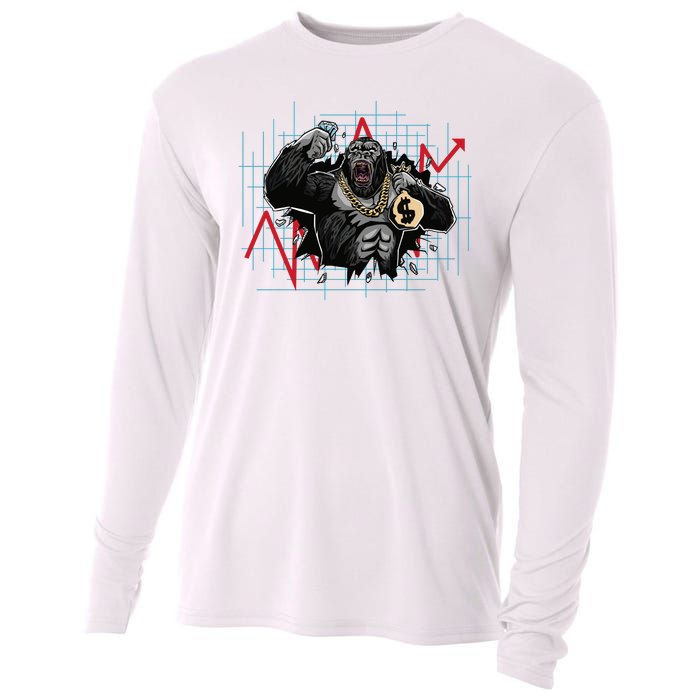 Gorilla Crashing Stock Market Cooling Performance Long Sleeve Crew