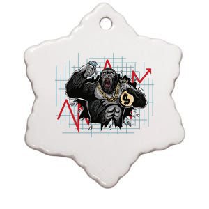 Gorilla Crashing Stock Market Ceramic Star Ornament