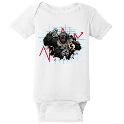 Gorilla Crashing Stock Market Baby Bodysuit