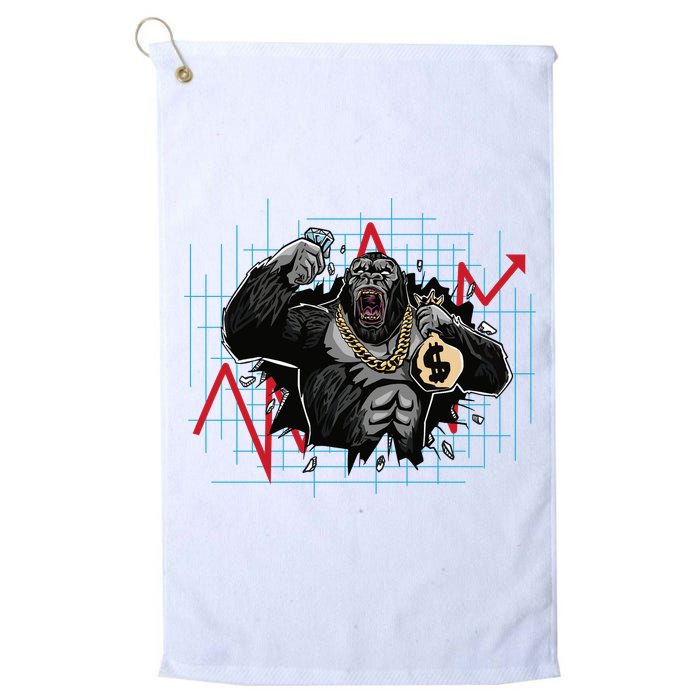Gorilla Crashing Stock Market Golf Towel