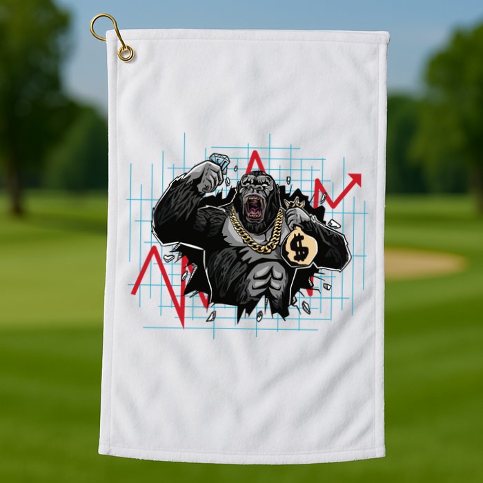 Gorilla Crashing Stock Market Golf Towel