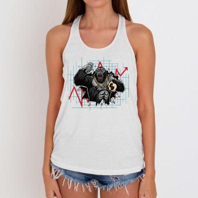 Gorilla Crashing Stock Market Women's Knotted Racerback Tank