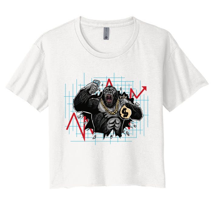 Gorilla Crashing Stock Market Crop Top
