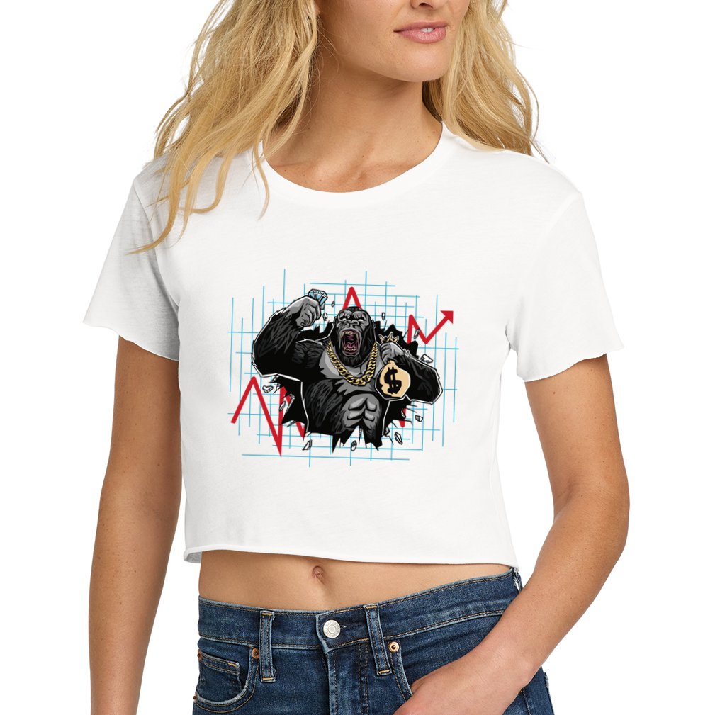 Gorilla Crashing Stock Market Crop Top