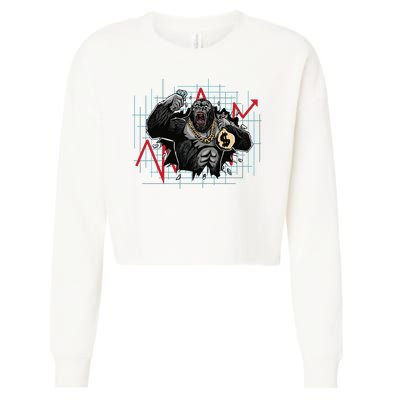 Gorilla Crashing Stock Market Cropped Pullover Crew