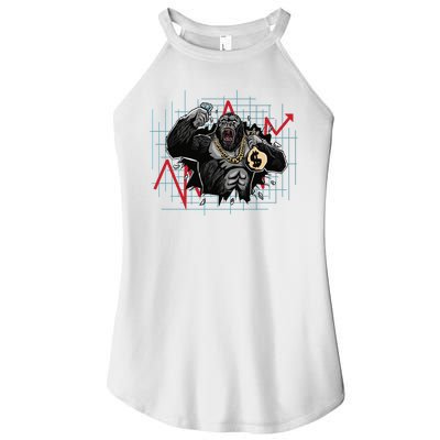 Gorilla Crashing Stock Market Women’s Perfect Tri Rocker Tank