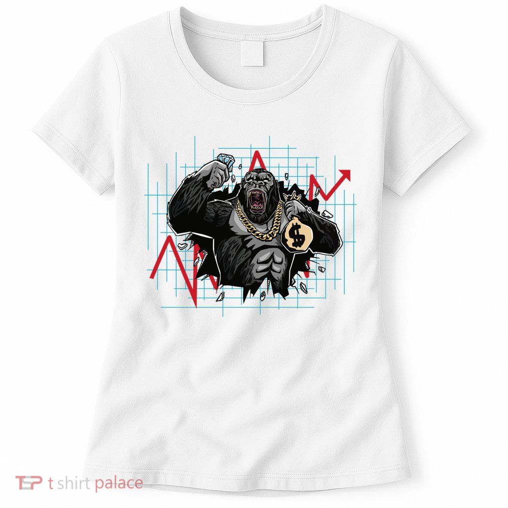Gorilla Crashing Stock Market Womens T-Shirt