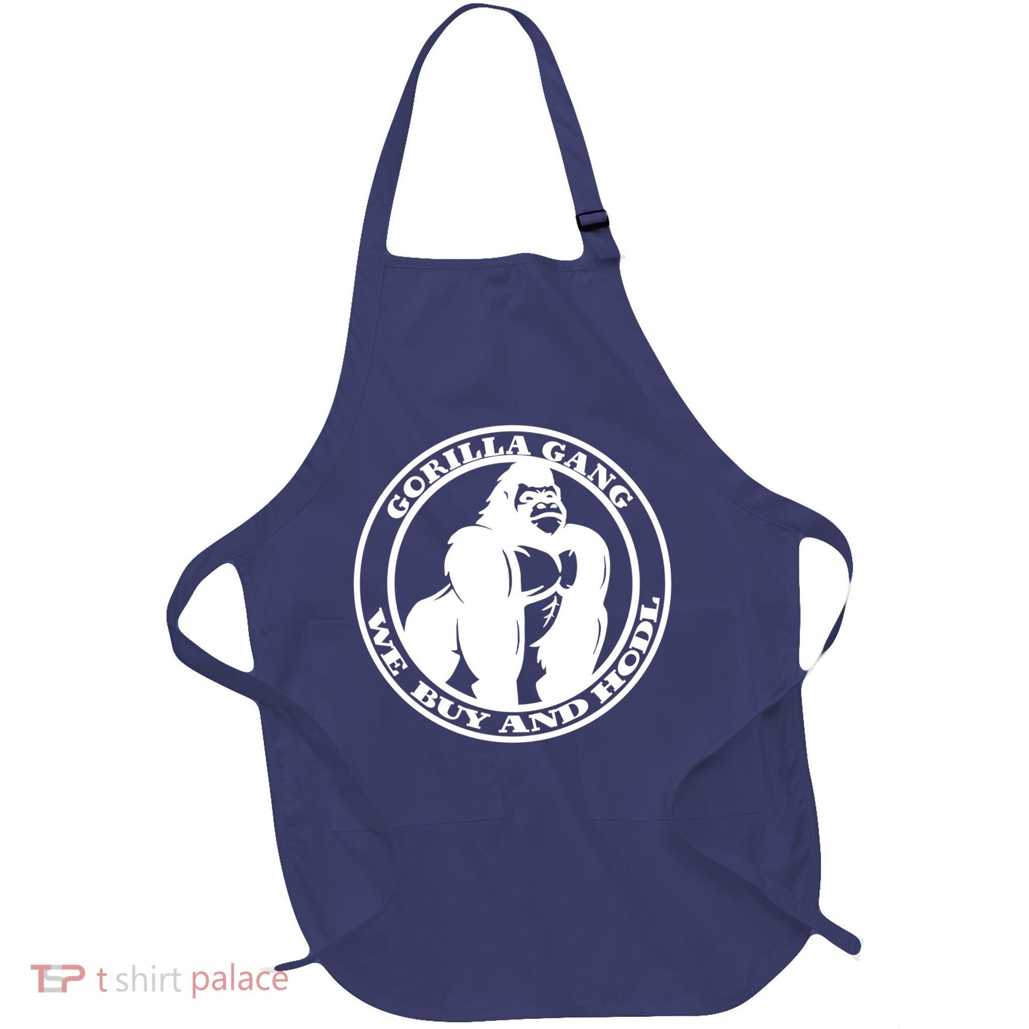 Gorilla Gang We Buy And HODL Meme Stonk Full-Length Apron With Pockets
